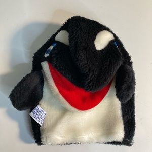 Seaworld vintage Shamu whale hand puppet plush.